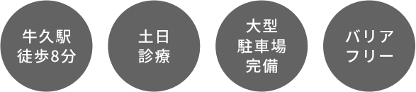 牛久駅徒歩8分・土日診療・大型駐車場完備・バリアフリー